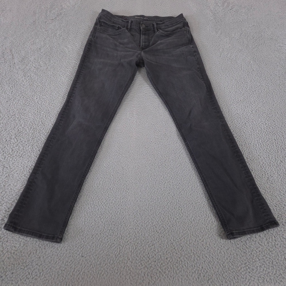 Rising Sun & Co Jeans Mens 34x32 Black Slim Fit Straight Leg Faded Denim